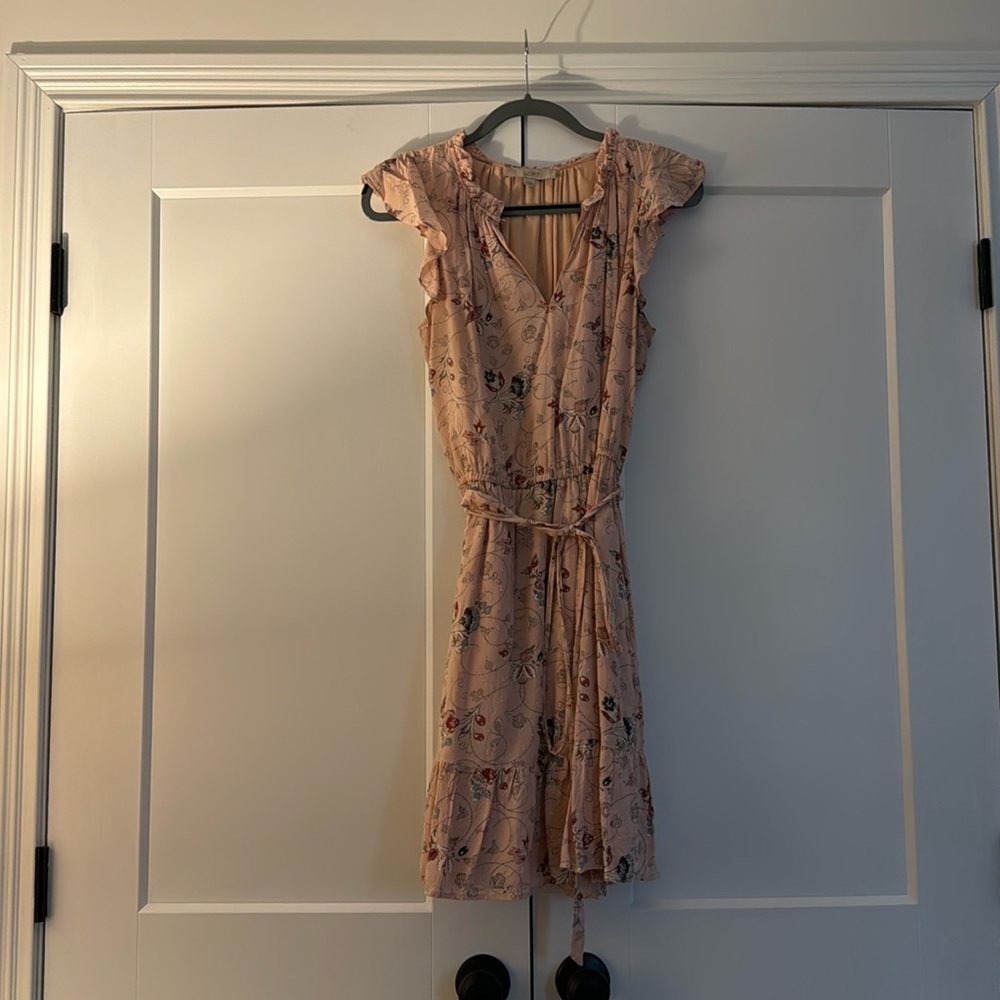Loft pink patterned dress - small